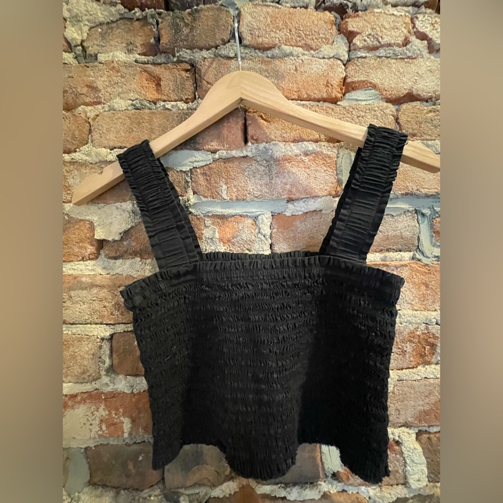 Black Ruched Crop Top - Picture 5 of 5